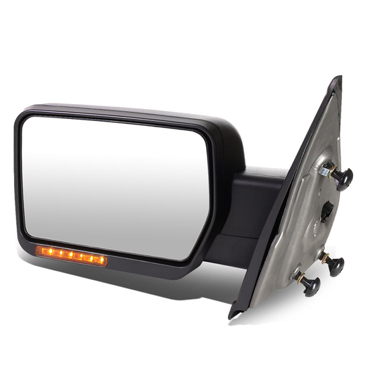 RETROVISORES EXTENDIBLES TOWING MIRROR - 04-14 FORD F-150 - LEFT - MANUAL W/O HEATED - LED AMBER SIGNAL - BLACK