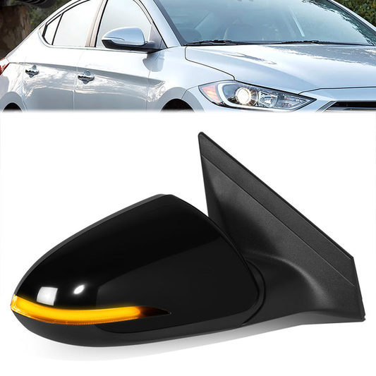RETROVISOR MIRROR - OE STYLE - HYUNDAI ELANTRA 2017-2018 - WITH MEMORY WITH HEATED GLASS WITH TURN SIGNAL WITH BLIND SPOT KOREA BUILT - PASSENGER RIGHT SIDE - BLACK