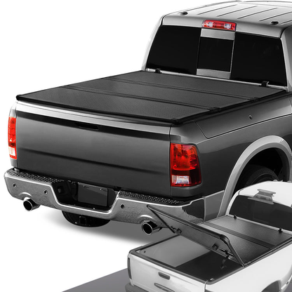 TAPADERA DE CAJUELA TONNEAU COVER - HARD TRI-FOLD - 09-18 DODGE RAM 1500 / 19-21 DODGE RAM 1500 CLASSIC / 10-21 DODGE RAM 2500, 3500 - FITS MODELS WITHOUT BED RAIL STORAGE / RAMBOX - FITS 6.5FT FLEETSIDE BED MODELS ONLY