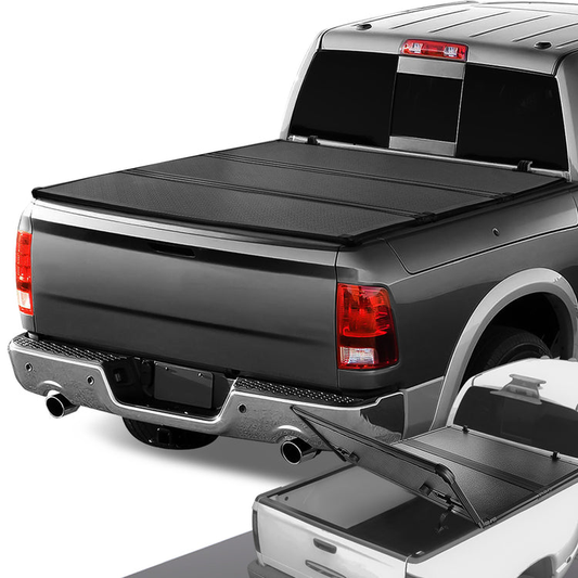 TAPADERA DE CAJUELA TONNEAU COVER - HARD TRI-FOLD - 09-18 DODGE RAM 1500 / 19-21 DODGE RAM 1500 CLASSIC / 10-21 DODGE RAM 2500, 3500 - FITS MODELS WITHOUT BED RAIL STORAGE / RAMBOX - FITS 6.5FT FLEETSIDE BED MODELS ONLY