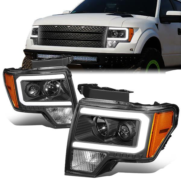 FAROS 09-14 FORD F-150 - ONLY FITS MODELS WITH HALOGEN HEADLIGHTS WITHOUT PROJECTOR - DAYTIME RUNNING LIGHT BAR REQUIRES WIRING INTO EXISTING LIGHTING HARNESS - ONLY FITS MODELS WITH COMPOSITE HEADLIGHTS - LED DRL - PROJECTOR LOW BEAM - BLACK HOUSING /