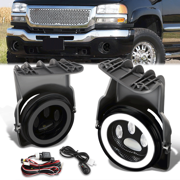FAROS DE NIEBLA 03-07 GMC SIERRA 1500 / 03-07 GMC SIERRA 1500 HD / 03-04 GMC SIERRA 2500 / 03-07 GMC SIERRA 2500 HD / 03-07 GMC SIERRA 3500 / 2001 GMC SIERRA C3 - DOES NOT FIT ALL DENALI TRIMS. FOR 2007, FITS CLASSIC MODELS ONLY,SMOKE