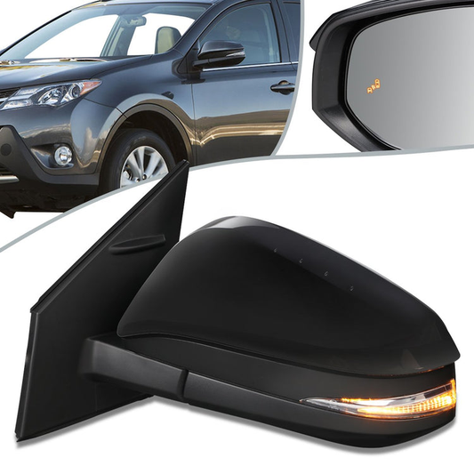 RETROVISOR MIRROR - OEM - 13-15 TOYOTA RAV4 - POWERED - HEATED - W/ SIGNAL LIGHT - W/ BSD - BLACK MATERIAL - LEFT