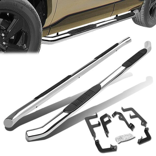 ESTRIBOS 3" - ROUND - STRAIGHT - 19-20 TOYOTA RAV4 - SILVER