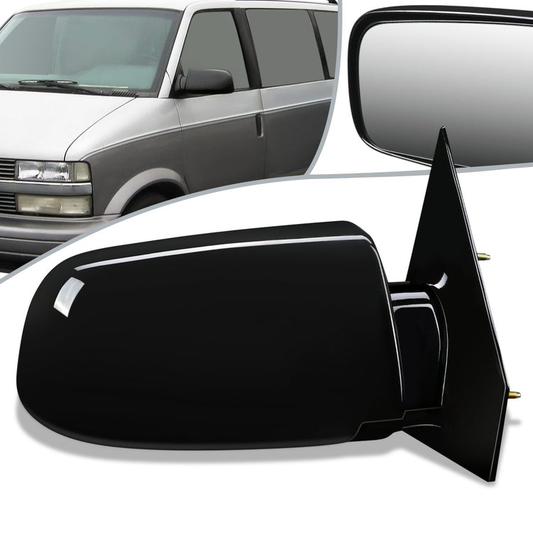 RETROVISOR MIRROR - OEM - 88-05 CHEVY ASTRO / 88-05 GMC SAFARI - MANUAL - PAINTABLE - BLACK - RIGHT