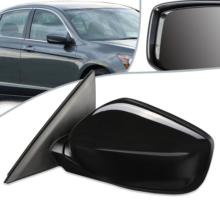 RETROVISOR MIRROR - OEM - 08-12 HONDA ACCORD 2-DOOR - POWERED - PAINTABLE - BLACK - LEFT