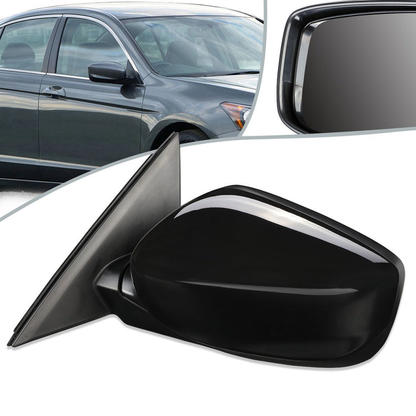 RETROVISOR MIRROR - OEM - 08-12 HONDA ACCORD 2-DOOR - POWERED - PAINTABLE - BLACK - LEFT