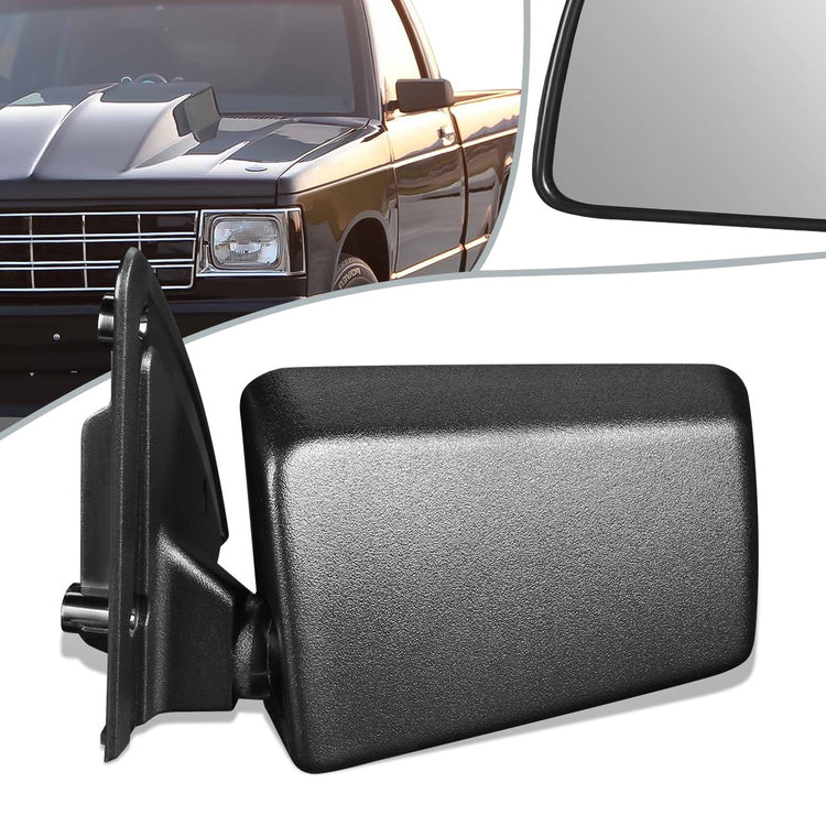 RETROVISOR MIRROR - OEM - 85-94 CHEVY S10 BLAZER / 85-93 CHEVY S10 PICKUP / 85-91 GMC S15 JIMMY / 85-90 GMC S15 PICKUP / 91-93 GMC SONOMA / 91-94 OLDSMOBILE BRAVADA - MANUAL - TEXTURED - BLACK - LEFT