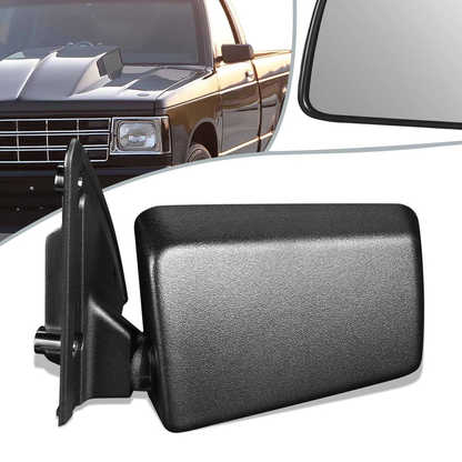 RETROVISOR MIRROR - OEM - 85-94 CHEVY S10 BLAZER / 85-93 CHEVY S10 PICKUP / 85-91 GMC S15 JIMMY / 85-90 GMC S15 PICKUP / 91-93 GMC SONOMA / 91-94 OLDSMOBILE BRAVADA - MANUAL - TEXTURED - BLACK - LEFT