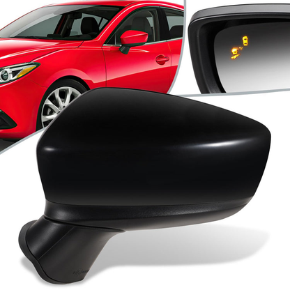 RETROVISOR MIRROR - OEM - 14-16 MAZDA 3 - POWERED - HEATED - W/ SIGNAL LIGHT - W/ BSD - FOLDING - BLACK MATERIAL - LEFT