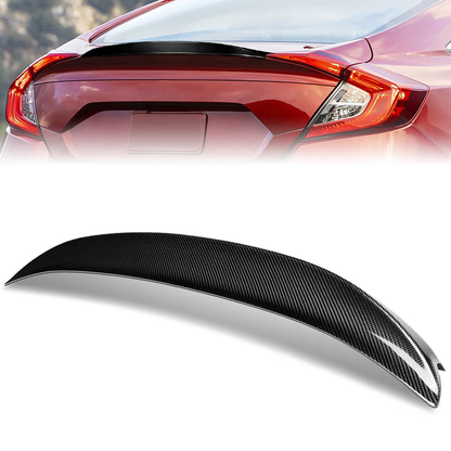 SPOILER CAR TRUNK SPOILER - 16-21 HONDA CIVIC - FITS SEDAN MODELS - CARBON FIBER BLACK