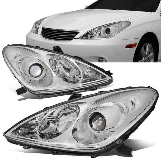 FAROS 04-06 LEXUS ES330 - FITS MODELS WITH HALOGEN HEADLIGHT ONLY. EXCLUDES FACTORY HID EQUIPPED MODELS - OEM STYLE - H11 LOW / 9005 HIGH / 7440A SIGNAL / 194 MARKER - CHROME HOUSING / CLEAR CORNER
