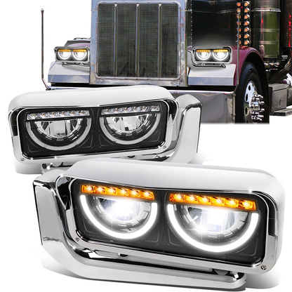 FAROS 81-88 PETERBILT 359 / 87-07 PETERBILT 379 / 08-21 PETERBILT 389 - REQUIRES WIRING TO VEHICLES LIGHTING HARNESS - BLACK