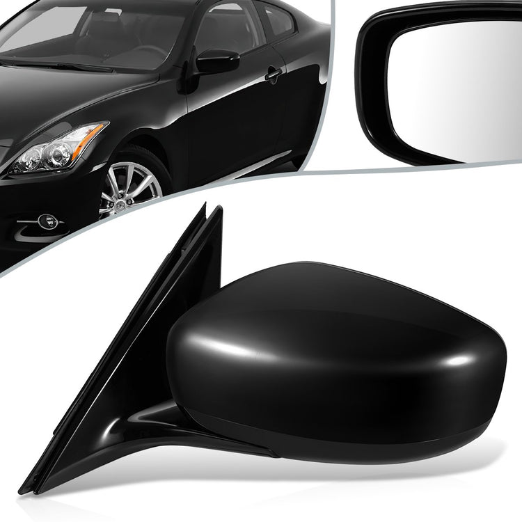 RETROVISOR MIRROR - OEM - 09-13 INFINITI G37 2/4-DR - POWERED - HEATED - FOLDING - BLACK MATERIAL - LEFT