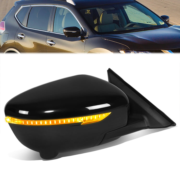 RETROVISOR MIRROR - OE STYLE - NISSAN ROGUE 14-16 - WITH POWER WITH HEATED WITH SIGNAL WITH CAMERA - PASSENGER SIDE - PAINT TO MATCH - BLACK