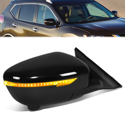 RETROVISOR MIRROR - OE STYLE - NISSAN ROGUE 14-16 - WITH POWER WITH HEATED WITH SIGNAL WITH CAMERA - PASSENGER SIDE - PAINT TO MATCH - BLACK