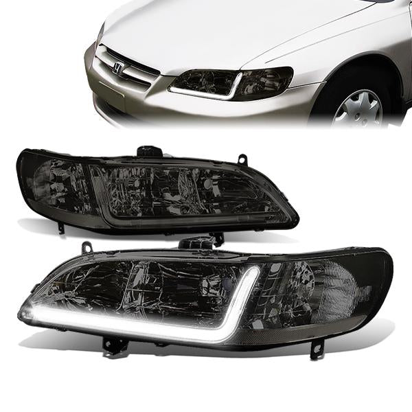FAROS 98-02 HONDA ACCORD 2/4-DOOR - LED DRL - SMOKE HOUSING / CLEAR CORNER - 9006 LOW BEAM / 9005 HIGH BEAM