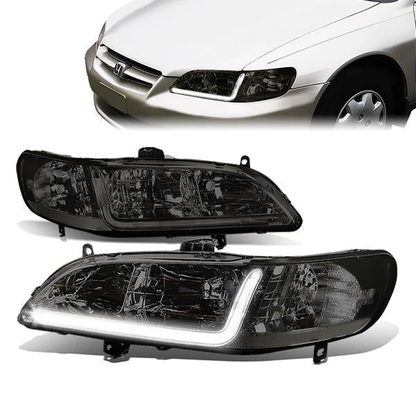 FAROS 98-02 HONDA ACCORD 2/4-DOOR - LED DRL - SMOKE HOUSING / CLEAR CORNER - 9006 LOW BEAM / 9005 HIGH BEAM