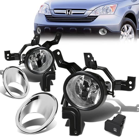 FAROS DE NIEBLA 07-09 HONDA CRV - W/ SWITCH - W/ CHROME BEZEL - H11 BULB - CLEAR