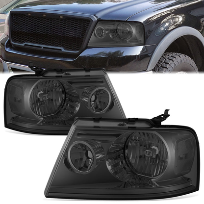 FAROS 04-08 FORD F-150 / 06-08 LINCOLN MARK LT - OE STYLE - H13 HIGH/LOW BEAM / 194 SIDE MARKER / 3157A TURN SIGNAL - CHROME HOUSING / SMOKED LENS / CLEAR CORNER