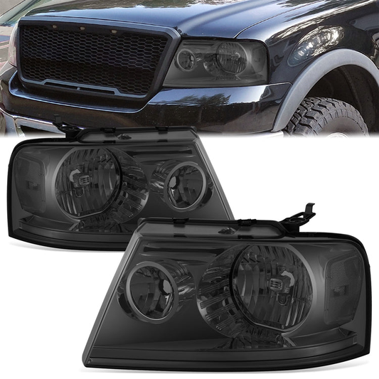 FAROS 04-08 FORD F-150 / 06-08 LINCOLN MARK LT - OE STYLE - H13 HIGH/LOW BEAM / 194 SIDE MARKER / 3157A TURN SIGNAL - CHROME HOUSING / SMOKED LENS / CLEAR CORNER