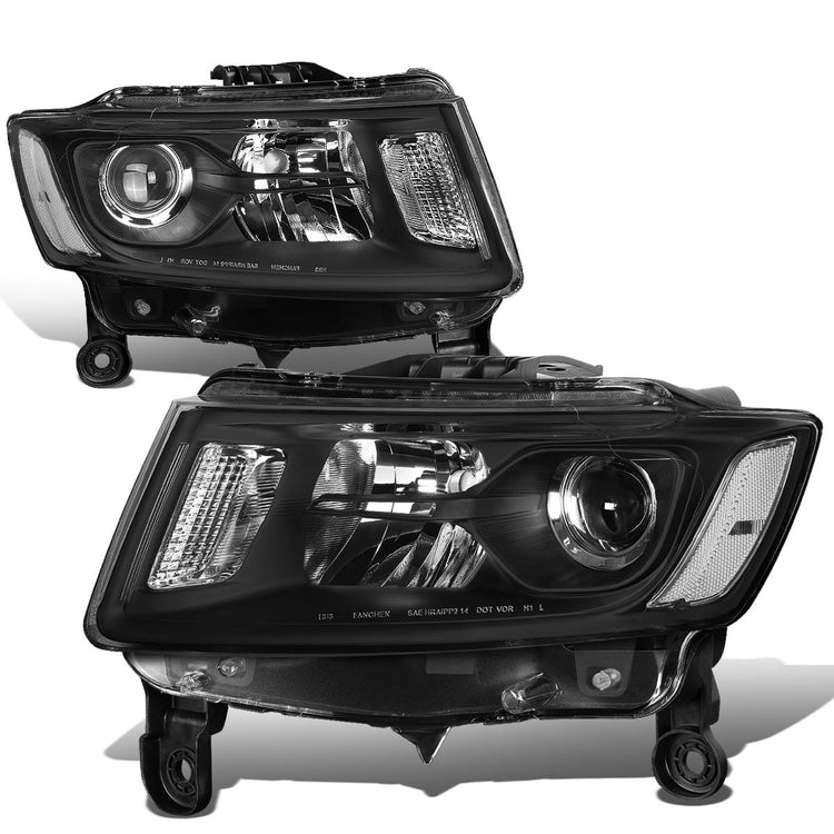 FAROS 14-16 JEEP GRAND CHEROKEE PRE FACELIFT - FITS MODELS WITH HALOGEN HEADLIGHTS ONLY - H1 LOW BEAM / 9005 HIGH BEAM - BLACK HOUSING / CLEAR CORNER
