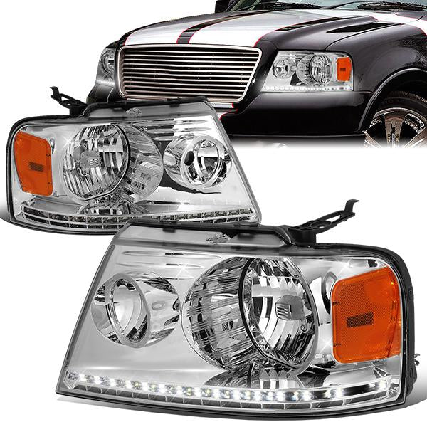 FAROS 04-08 FORD F-150 / 06-08 LINCOLN MARK LT - LED DRL - CHROME HOUSING / AMBER CORNER