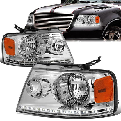 FAROS 04-08 FORD F-150 / 06-08 LINCOLN MARK LT - LED DRL - CHROME HOUSING / AMBER CORNER