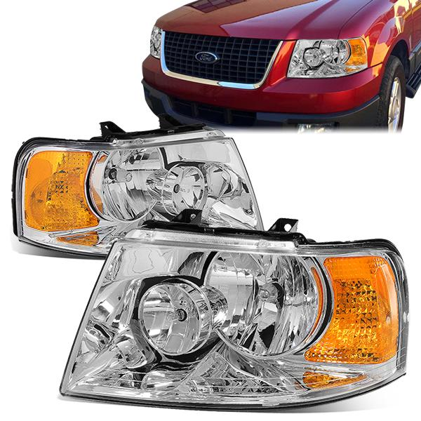 FAROS 03-06 FORD EXPEDITION 4-DOOR - 9006 LOW BEAM / 9005 HIGH BEAM - CHROME HOUSING / AMBER CORNER