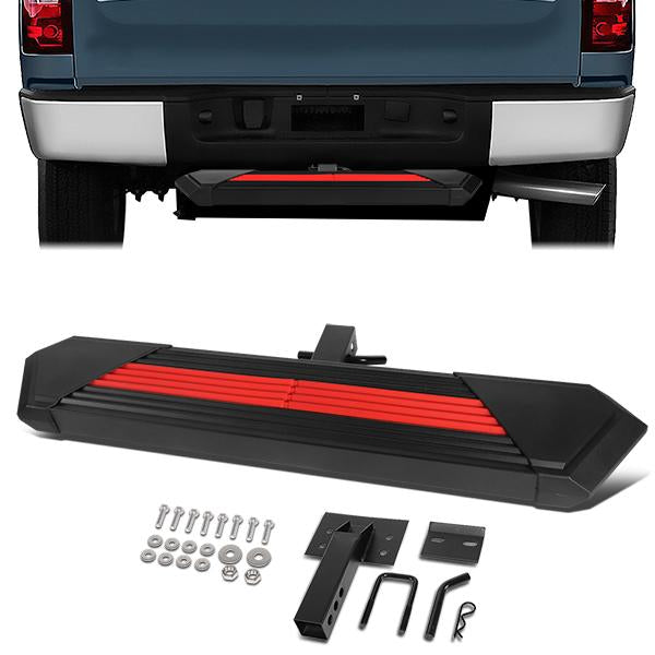 ESCALON TRASERO STAINLESS STEEL - 35" L X 6.25" W - FITS VEHICLES WITH 2" TOW HITCH RECEIVER - BLACK / RED