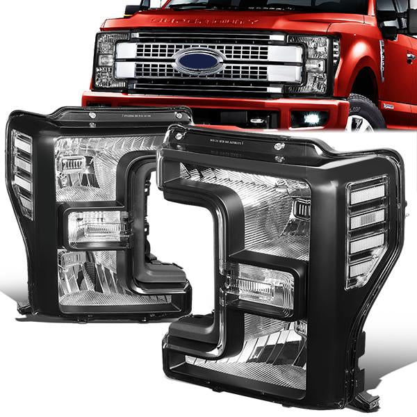 FAROS 17-19 FORD F-250, F-350, F-450, F-550 SUPER DUTY - FITS MODELS W/ HALOGEN HEADLIGHTS ONLY - H13 LOW BEAM / H13 HIGH BEAM - BLACK HOUSING / CLEAR CORNER