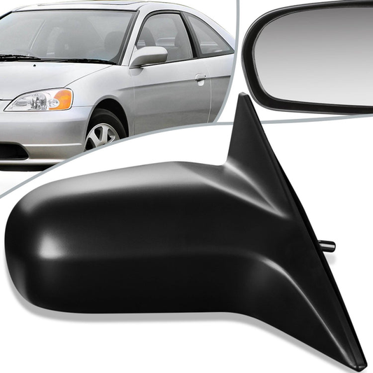RETROVISOR MIRROR - OEM - 01-05 HONDA CIVIC 4-DOOR - MANUAL - PAINTABLE - BLACK - RIGHT