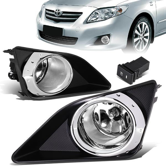 FAROS DE NIEBLA 09-10 TOYOTA COROLLA 4-DR SEDAN - WITH SWITCH, BEZEL - H11 BULBS - CHROME / CLEAR
