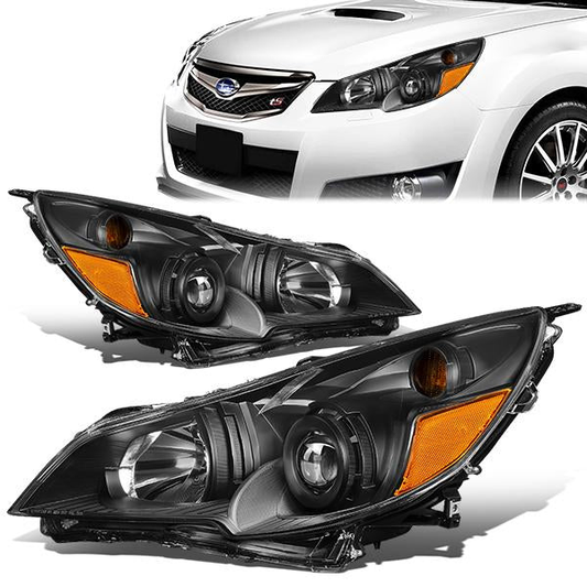 FAROS 10-14 SUBARU OUTBACK, LEGACY - PROJECTOR - 9005 HIGH BEAM / H1 LOW BEAM - BLACK HOUSING / AMBER CORNER