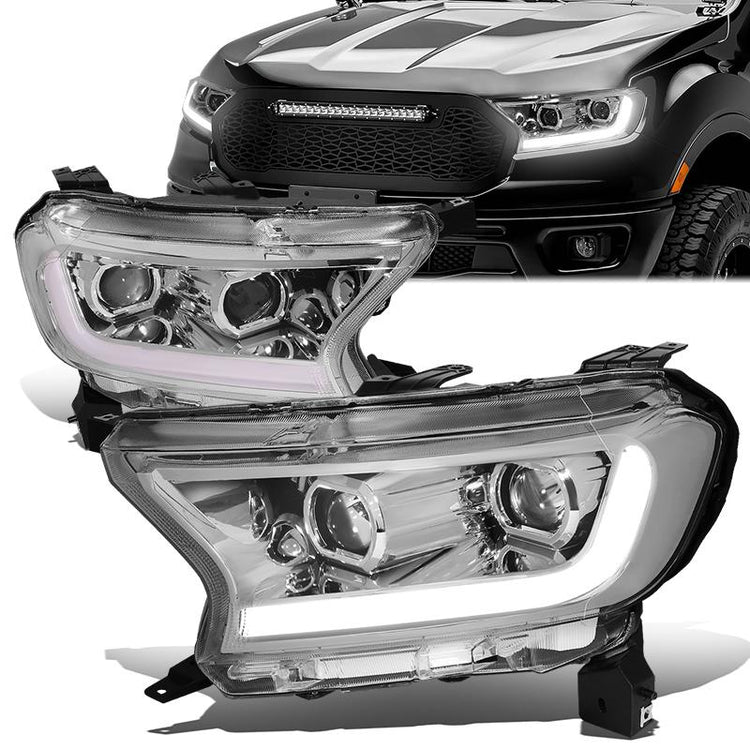 FAROS 19-21 FORD RANGER XL, XLT - FITS HALOGEN HEADLIGHTS MODELS ONLY, DOES NOT FIT LED HEADLIGHT MODELS - SWITCHBACK - SEQUENTIAL LED TURN SIGNAL - LED DRL - CHROME / AMBER
