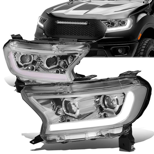 FAROS 19-21 FORD RANGER XL, XLT - FITS HALOGEN HEADLIGHTS MODELS ONLY, DOES NOT FIT LED HEADLIGHT MODELS - SWITCHBACK - SEQUENTIAL LED TURN SIGNAL - LED DRL - CHROME / AMBER