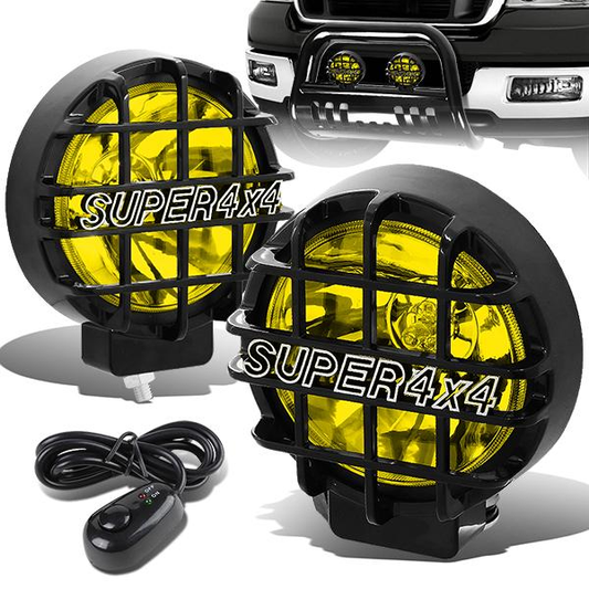 FAROS DE NIEBLA UNIVERSAL - ROUND - 6 INCH SUPER 4X4 - W/ SWITCH - H3 BULB - AMBER / BLACK