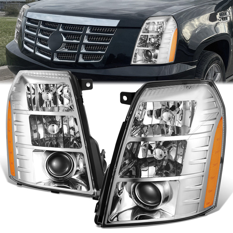 FAROS CADILLAC ESCALADE 2007-2014 - CADILLAC ESCALADE ESV 2007-2014 - CADILLAC ESCALADE EXT 2007-2013 - D1S HIGH / LOW BEAM; 194 MARKER - CHROME HOUSING / AMBER CORNER