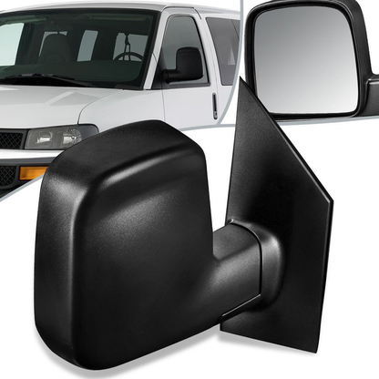 RETROVISOR MIRROR - OEM - 03-07 CHEVY EXPRESS 1500, 2500, 3500 / 03-07 GMC SAVANA 1500, 2500, 3500 - POWERED - HEATED - TEXTURED - BLACK - RIGHT