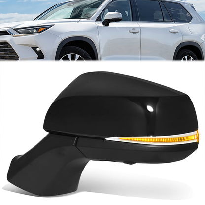 RETROVISOR MIRROR - OE STYLE - TOYOTA HIGHLANDER 20-24 - WITH POWER WITH HEATED GLASS WITH SIGNAL WITH BLIND SPOT WITH MEMORY WITH CAMERA - DRIVER SIDE - PAINT TO MATCH - BLACK
