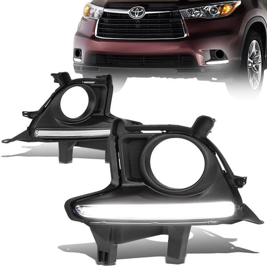 FAROS DE NIEBLA 14-16 TOYOTA HIGHLANDER - WITH BLACK BEZEL - H11 BULB - CLEAR
