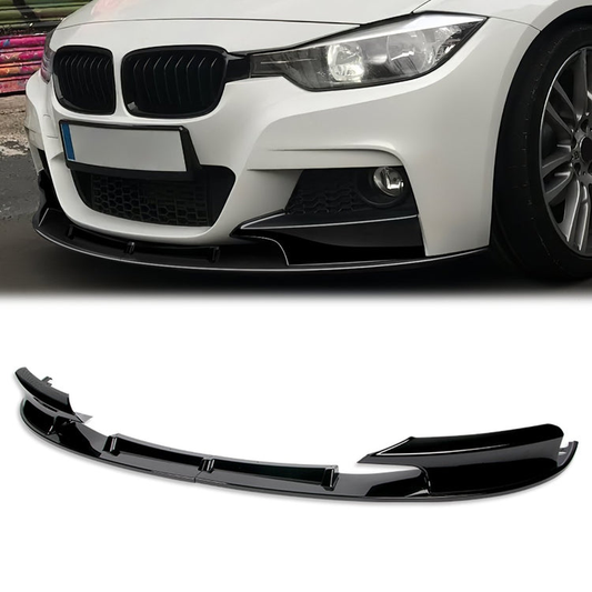LIP FRONTAL 12-13 BMW 325I M-SPORT / 13-15 328I M-SPORT / 13-18 320I M-SPORT / 2016 340I M-SPORT / 16-18 330I M-SPORT - FITS M-SPORT MODELS ONLY - REQUIRES DRILLING BUMPER FOR INSTALLATION - 3PC - PAINTED GLOSS BLACK