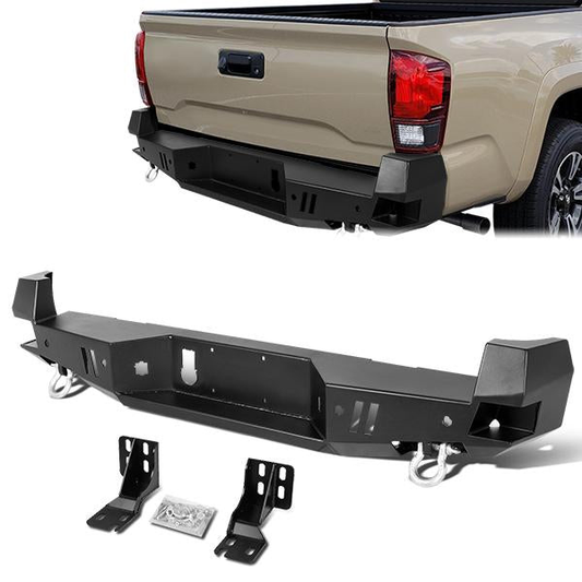 DEFENSA TRASERA OFF ROAD 16-20 TOYOTA TACOMA - W/ D-RING SHACKLES - BLACK