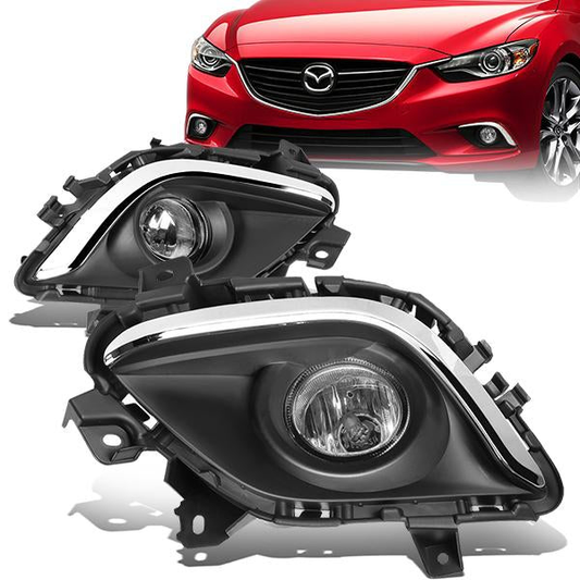 FAROS DE NIEBLA 14-16 MAZDA 6 - WITH SWITCH, CHROME TRIM BEZEL - H11 BULB - CHROME / CLEAR