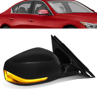 RETROVISOR MIRROR - OE STYLE - INFINITI Q50 14-21 - WITH POWER WITH HEATED WITH SIGNAL - PASSENGER SIDE - PAINT TO MATCH - BLACK