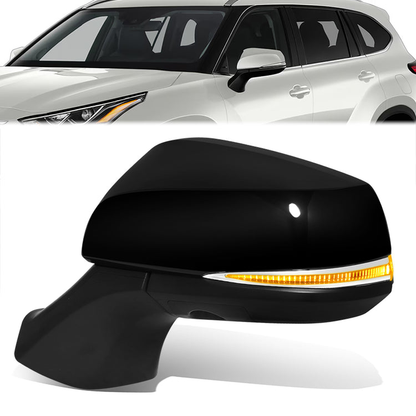 RETROVISOR MIRROR - OE STYLE - TOYOTA HIGHLANDER 20-24 - WITH POWER WITH HEATED GLASS WITH SIGNAL WITH BLIND SPOT WITH MEMORY - DRIVER SIDE - PAINT TO MATCH - BLACK