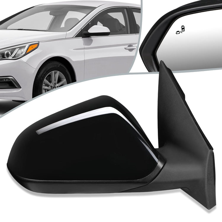RETROVISOR MIRROR - OEM - 15-17 HYUNDAI SONATA - POWERED - W/ BSD - FOLDING - TEXTURED - BLACK MATERIAL - RIGHT