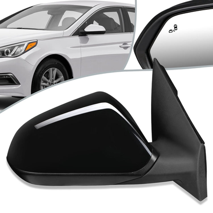 RETROVISOR MIRROR - OEM - 15-17 HYUNDAI SONATA - POWERED - W/ BSD - FOLDING - TEXTURED - BLACK MATERIAL - RIGHT