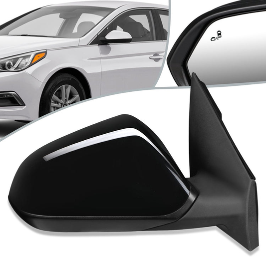 RETROVISOR MIRROR - OEM - 15-17 HYUNDAI SONATA - POWERED - W/ BSD - FOLDING - TEXTURED - BLACK MATERIAL - RIGHT