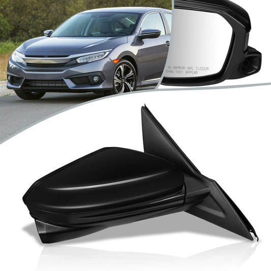 RETROVISOR MIRROR - OEM - 16-18 HONDA CIVIC 4-DR - POWERED - HEATED - FOLDING - W/ CAMERA - BLACK MATERIAL - RIGHT